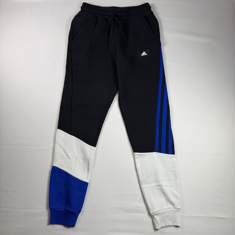 Adidas Mens Small Colorblock Jogger Sweatpants Black Blue White S